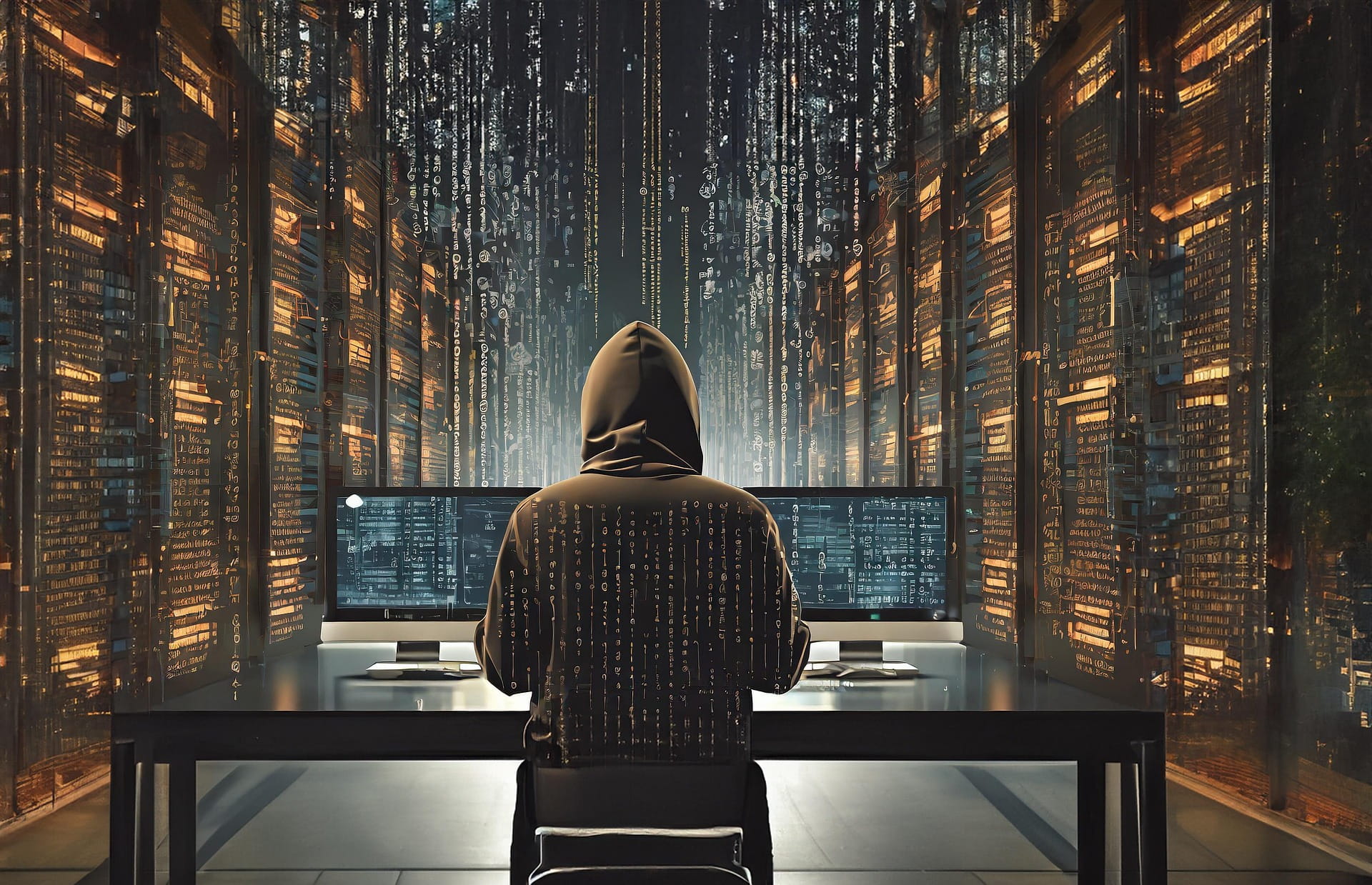 背中を向け黙々とプログラミングをする男